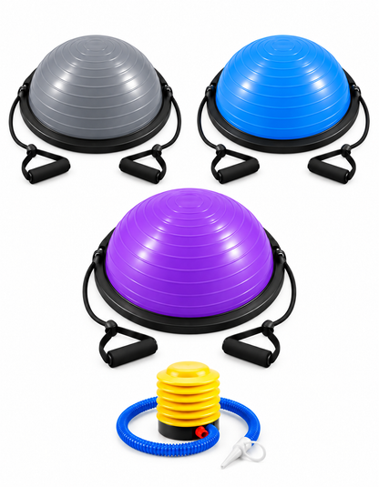 Bosu con Textura de Masaje 60cm y Ligas de Resistencia