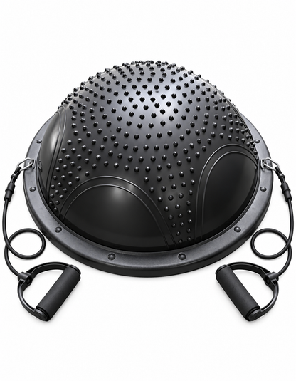 Bosu con Textura de Masaje  58cm y Ligas de Resistencia (Semiesfera de Equilibrio)