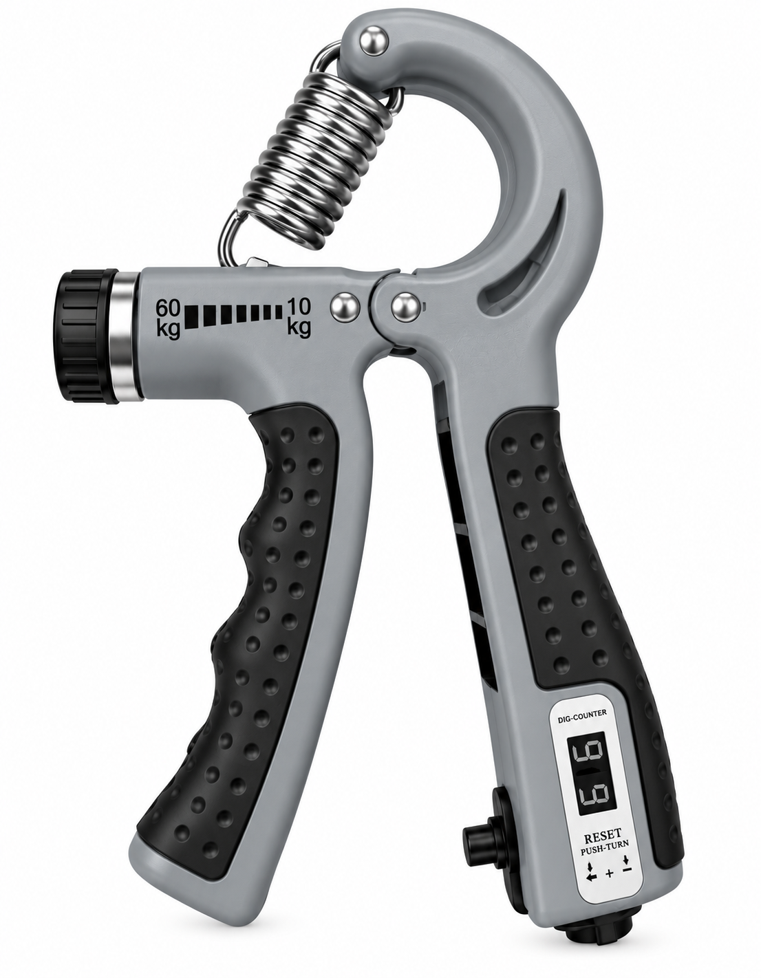 Ejertitador de Mano y Antebrazo Ajustable (10 - 60kg) con Contador Digital