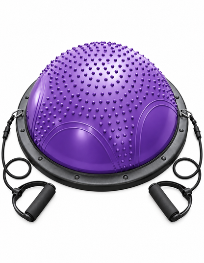 Bosu con Textura de Masaje  58cm y Ligas de Resistencia (Semiesfera de Equilibrio)