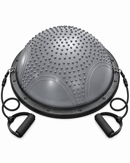 Bosu con Textura de Masaje  58cm y Ligas de Resistencia (Semiesfera de Equilibrio)