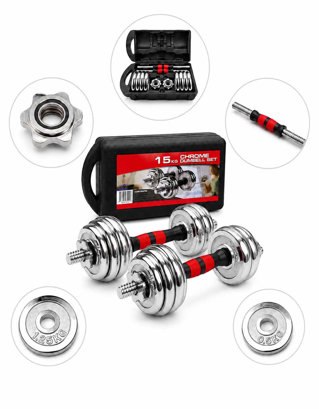 Set De Pesa 15KG Cromada